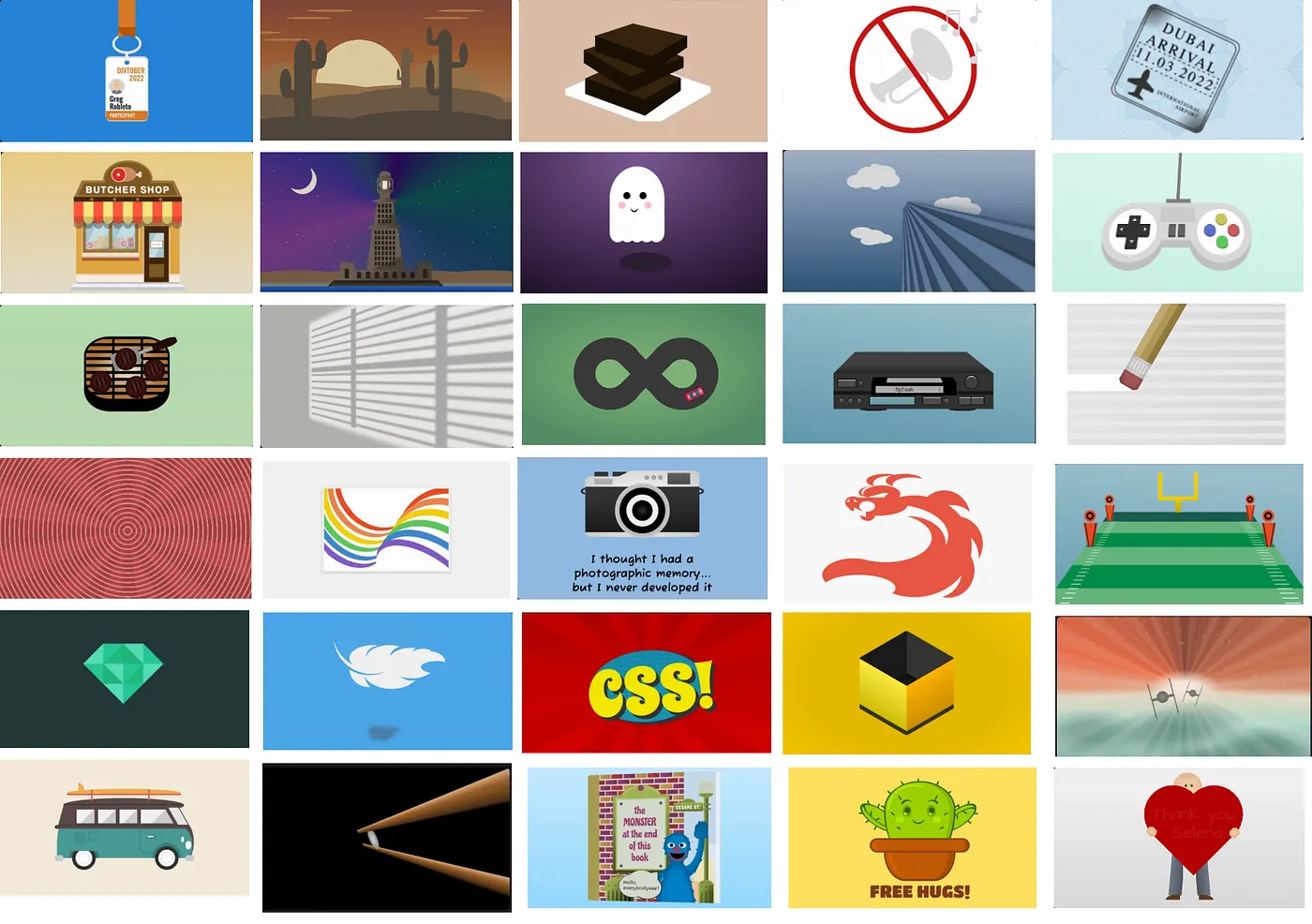 31 CSS Art pieces, one HTML tag — My Divtober 2022 Collection